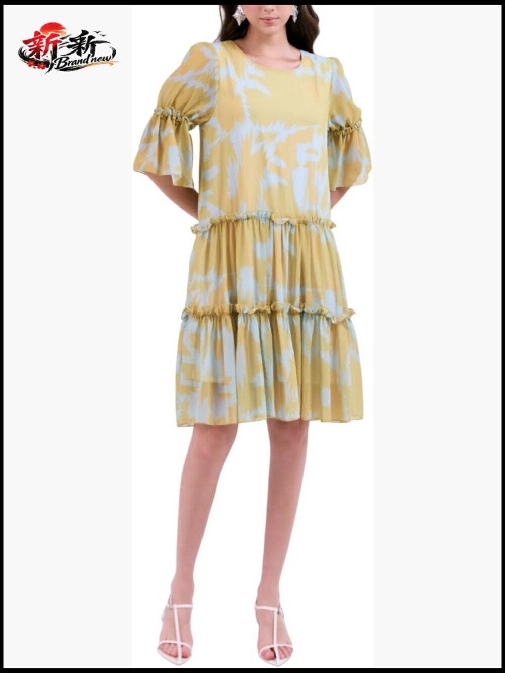 Printed Woven Loose Dress, Casual Spring Summer Midi